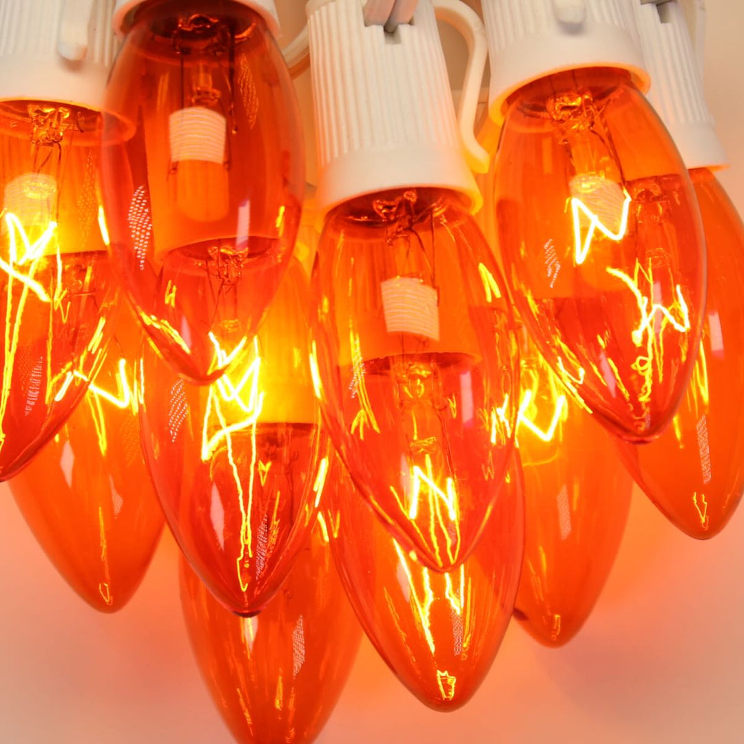 C9 Orange Twinkle Glass Bulbs E17 Bases