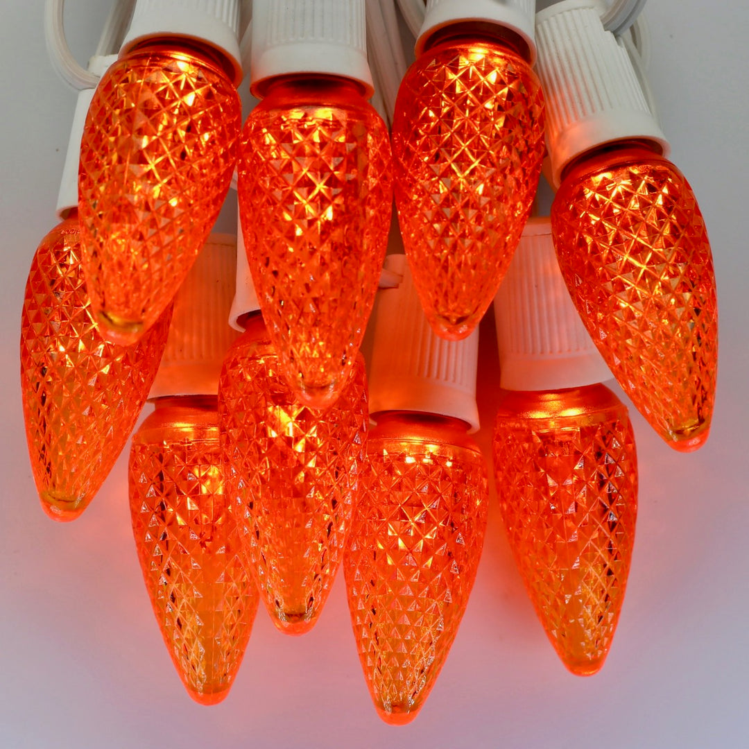 C9 Orange Twinkle LED Bulbs E17 Bases