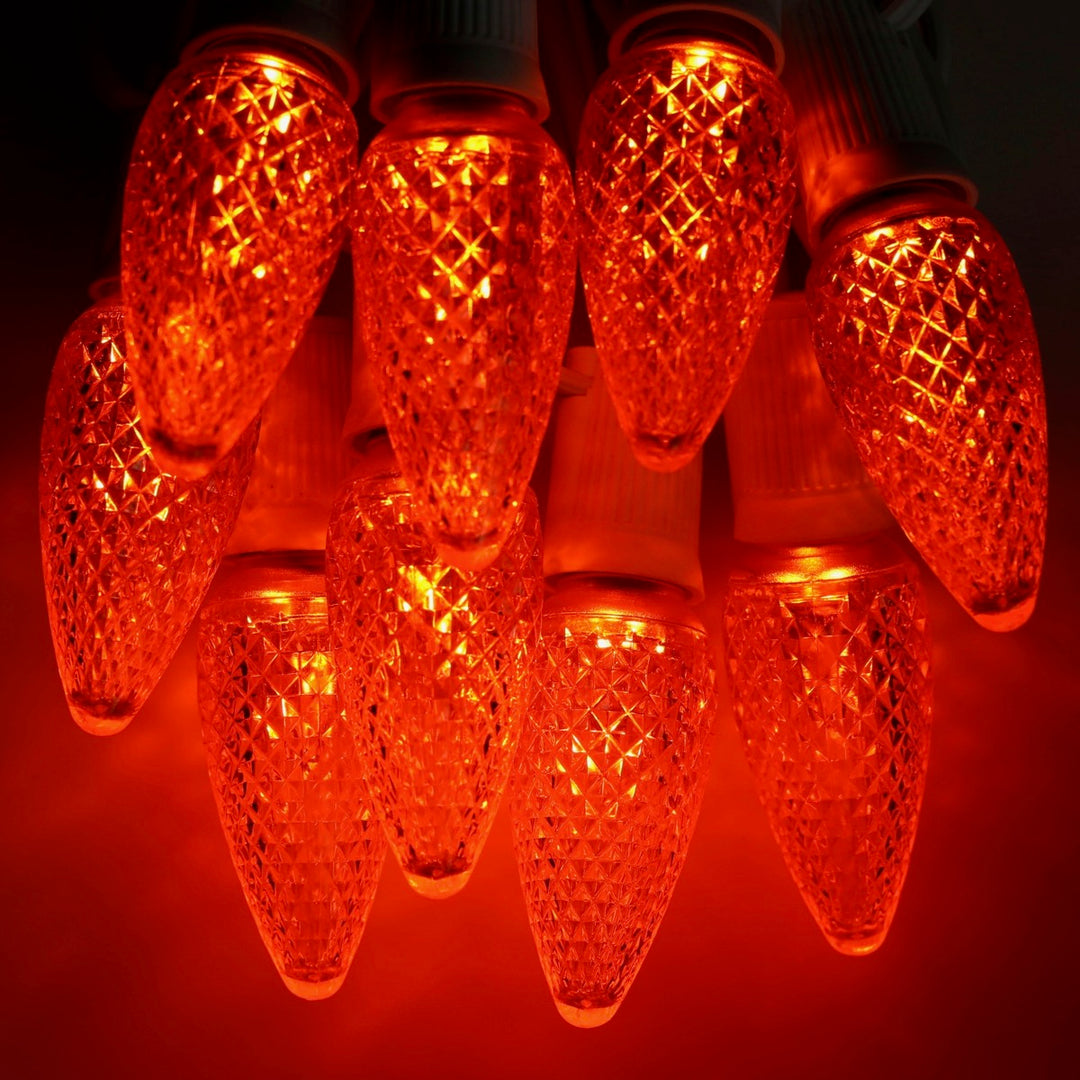 C9 Orange Twinkle LED Bulbs E17 Bases