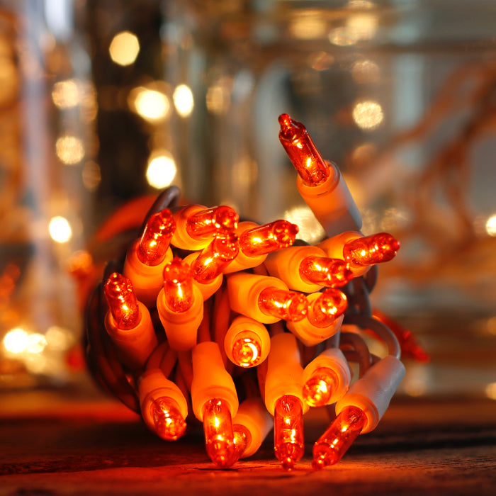 20-bulb Orange Glass Craft Lights, White Wire – Christmas Light Source