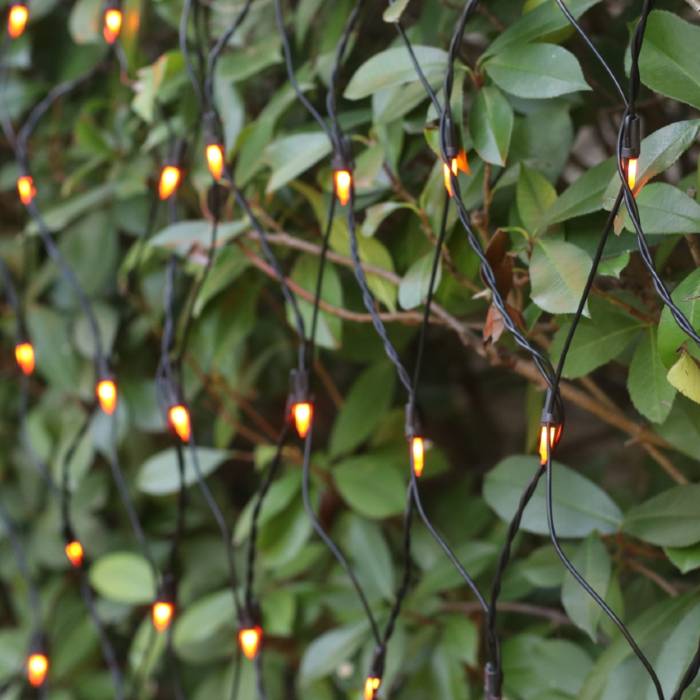 150-bulb Opaque Orange Net Lights, Black Wire