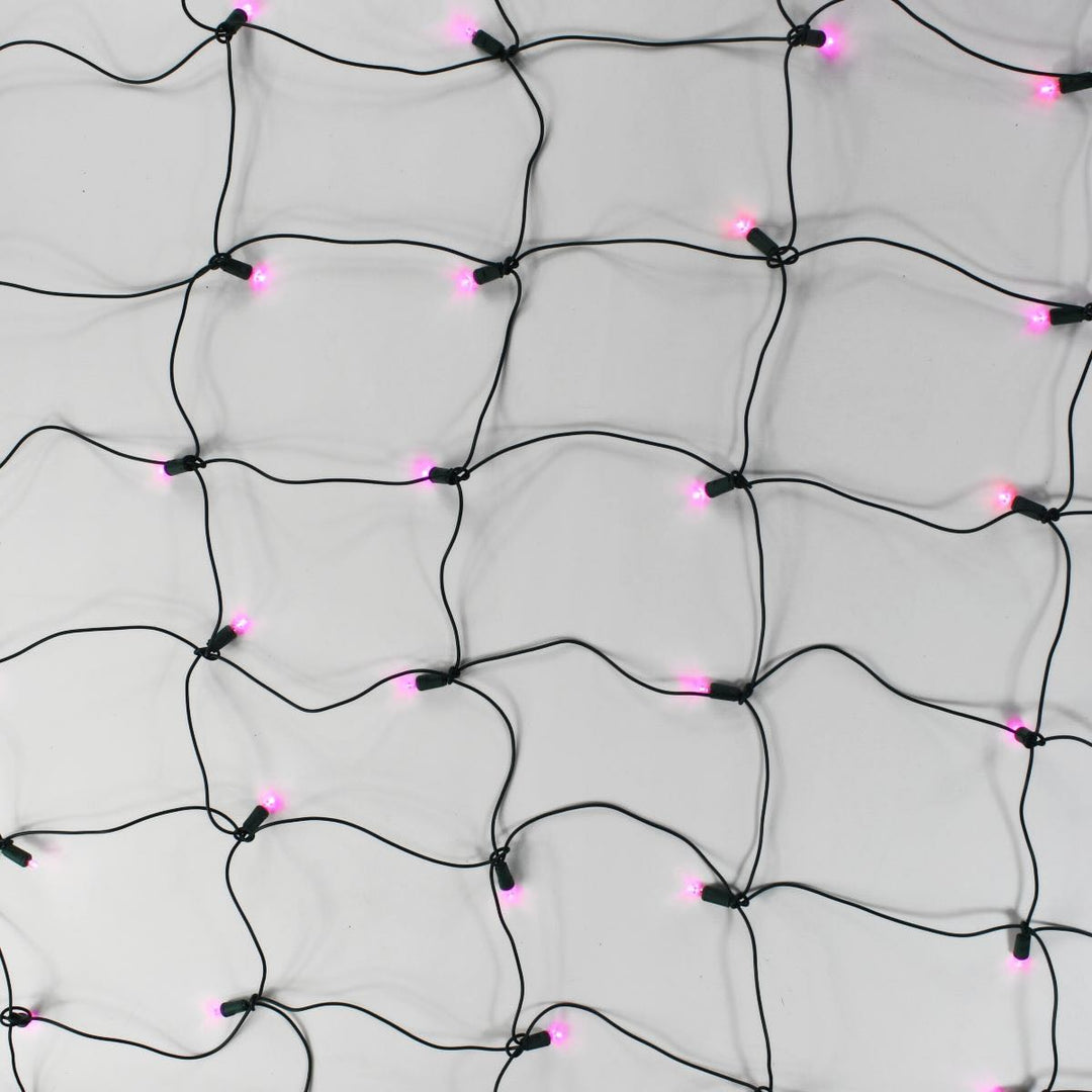 100-light Pink 5mm LED Net Lights, Green Wire