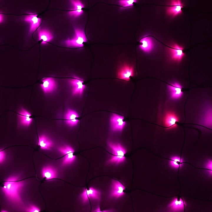 100-light Pink 5mm LED Net Lights, Green Wire