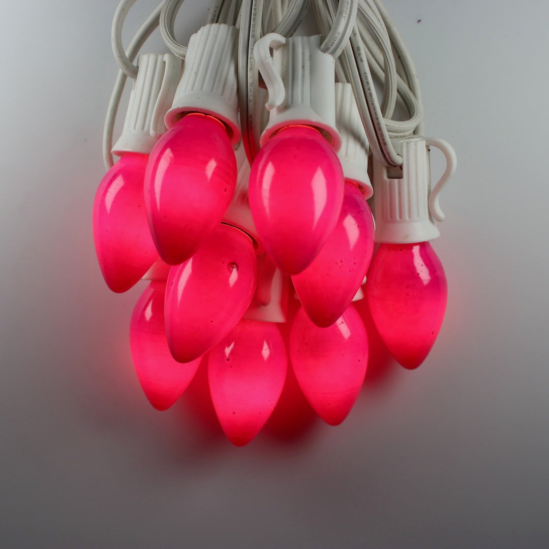 C7 Pink Opaque Glass Bulbs E12 Bases