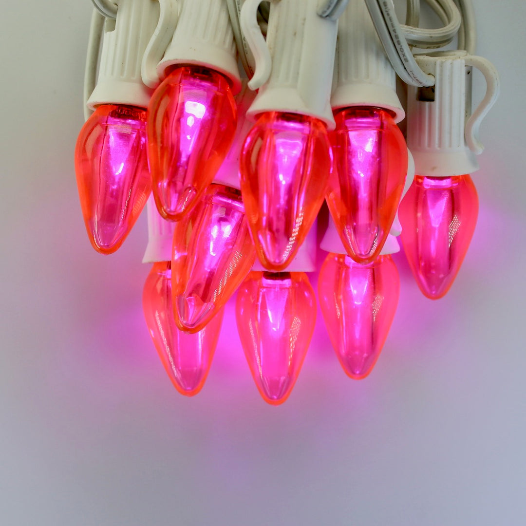 Minleon C7 Pink Smooth Twinkle LED Bulbs E12 Bases (25 Pack ...