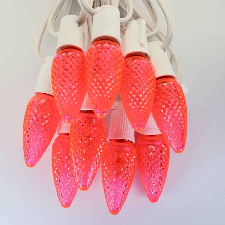 C9 Pink Twinkle LED Bulbs E17 Bases