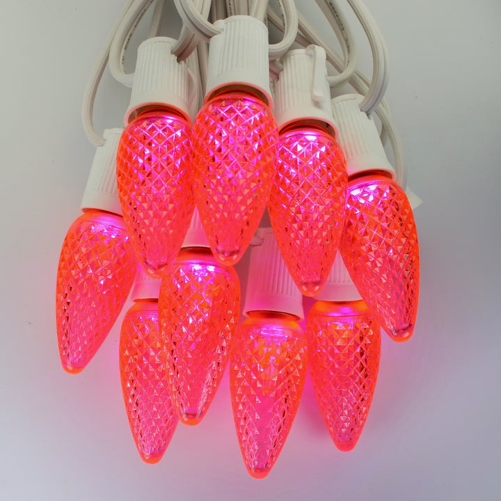 C9 Pink Twinkle LED Bulbs E17 Bases