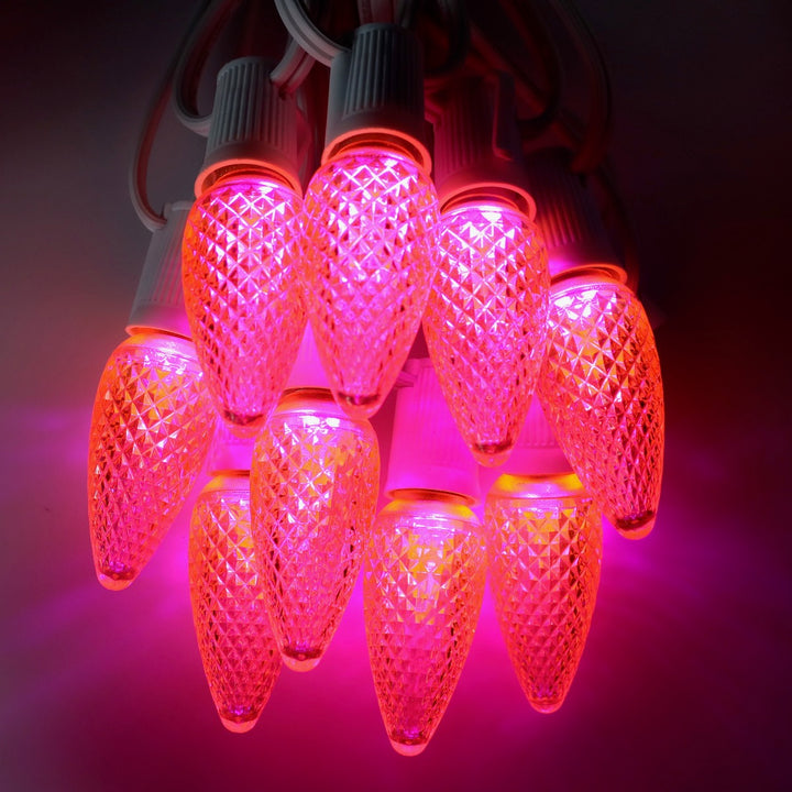 C9 Pink Twinkle LED Bulbs E17 Bases