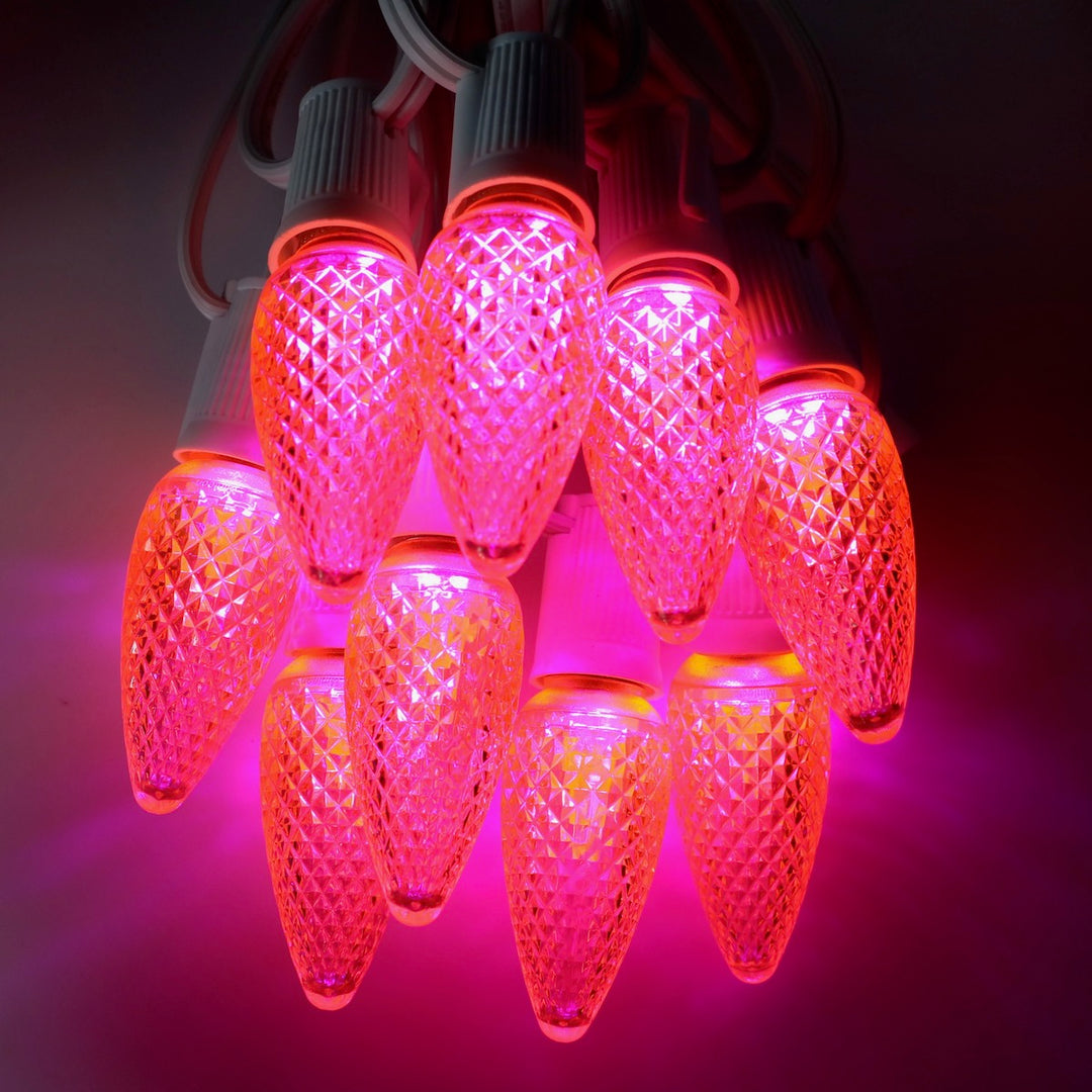 C9 Pink Twinkle LED Bulbs E17 Bases