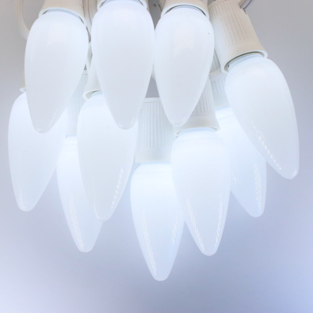 C9 Pure (Cool) White Opaque LED (SMD) Bulbs E17 Bases