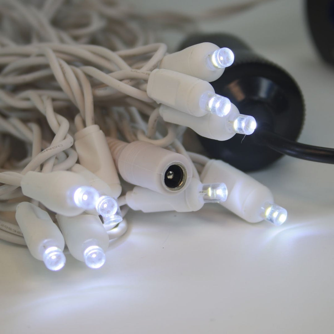 12 Volt LED Light Set Pure White White Wire – Christmas Light Source