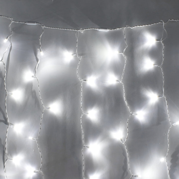 8-foot LED Curtain Lights Pure White on White Wire