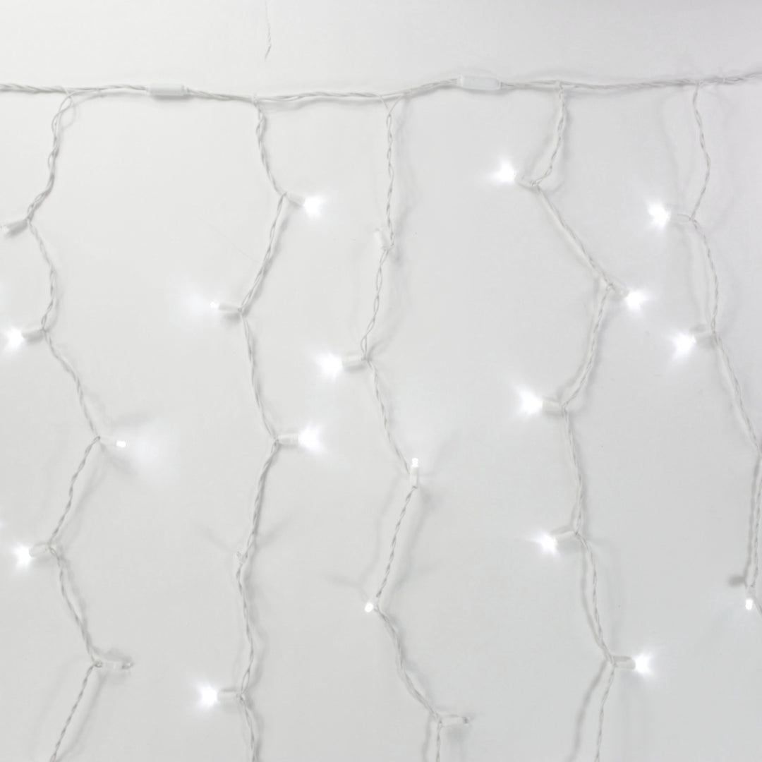 8-foot Twinkle LED Curtain Lights Pure White on White Wire