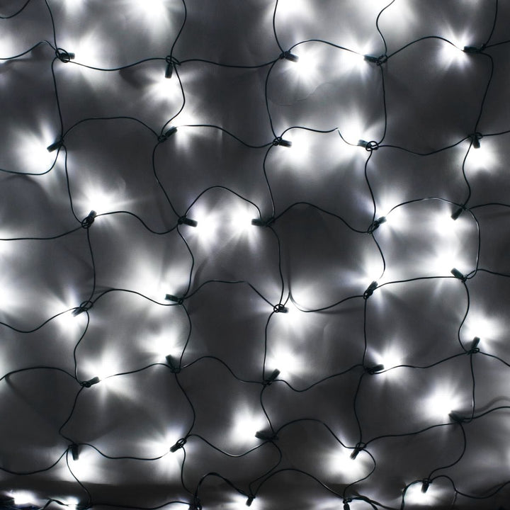 100-light M5 Pure White LED Net Lights, Green Wire
