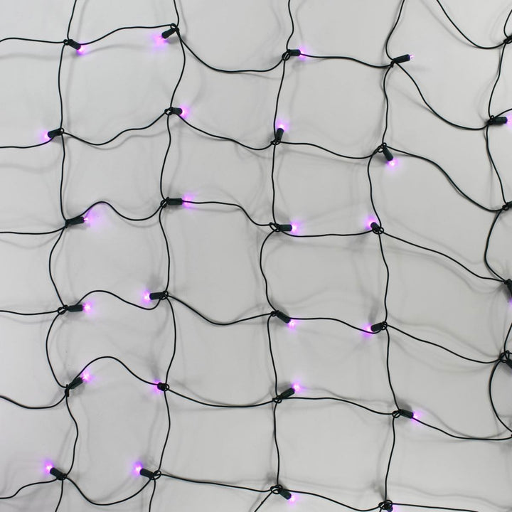 100-light Purple 5mm LED Net Lights, Green Wire