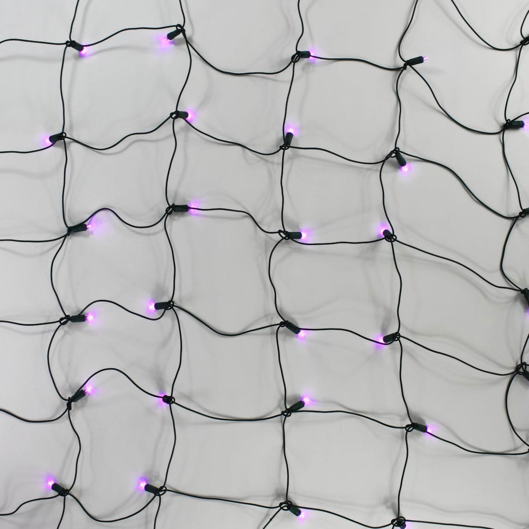 100-light Purple 5mm LED Net Lights, Green Wire