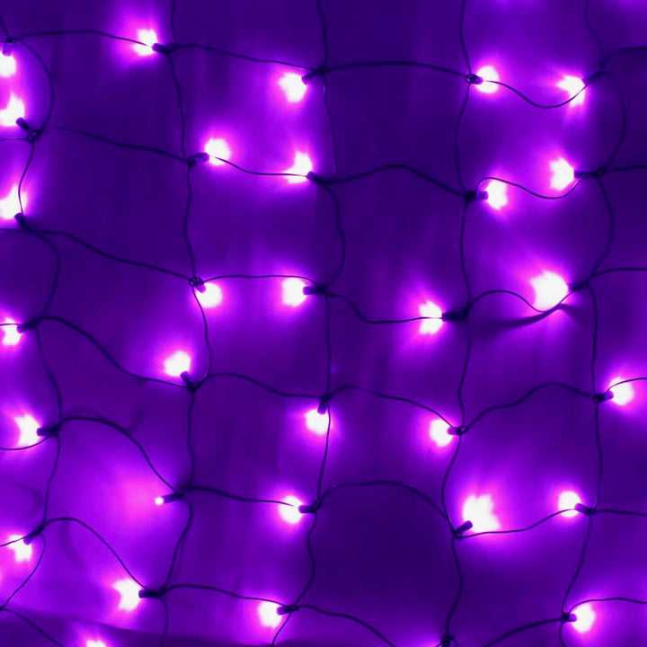 100-light Purple 5mm LED Net Lights, Green Wire