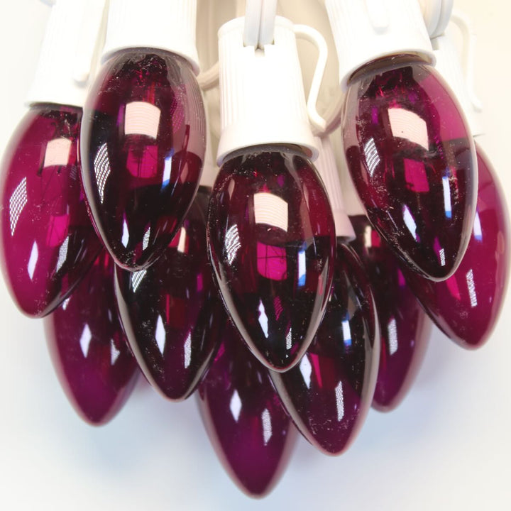 C9 Purple Glass Bulbs E17 Bases (25 Pack)