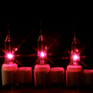 100-bulb Purple Mini Lights 3/16" Spacing Clips, White Wire