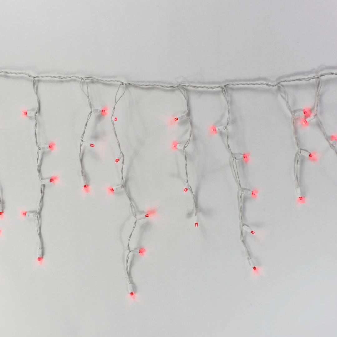 100-light Red 5mm LED Icicle Lights, White Wire
