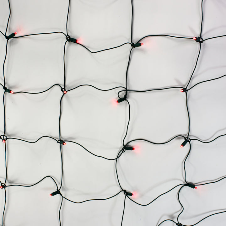 100-light Red 5mm LED Net Lights, Green Wire