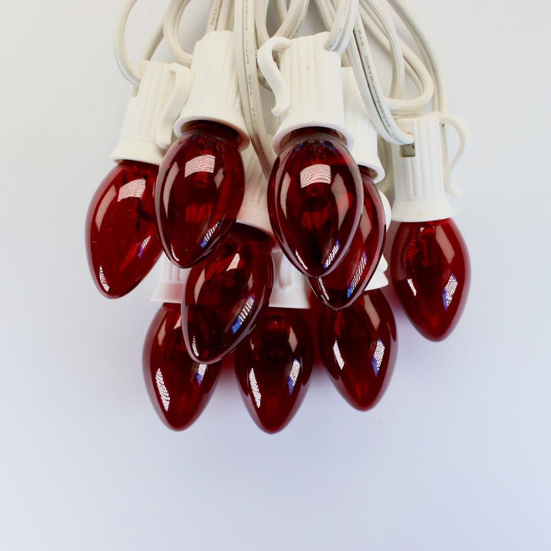C7 Red Glass Bulbs E12 Bases