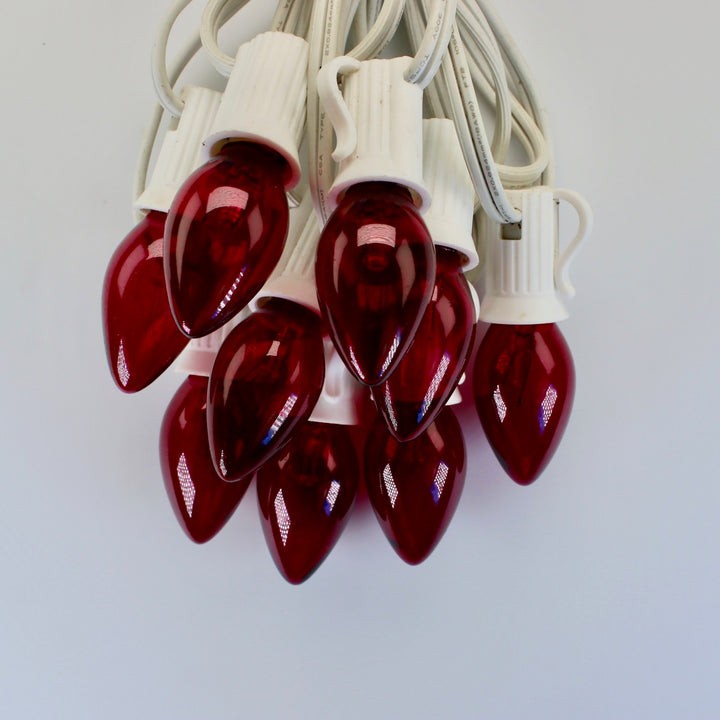 C7 Red Triple Dip Glass Bulbs E12 Bases