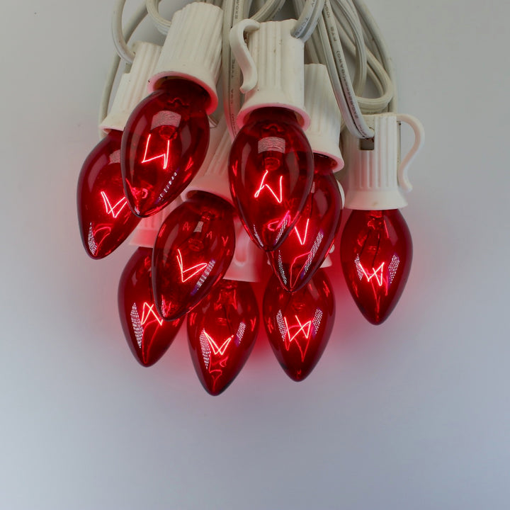 C7 Red Triple Dip Glass Bulbs E12 Bases