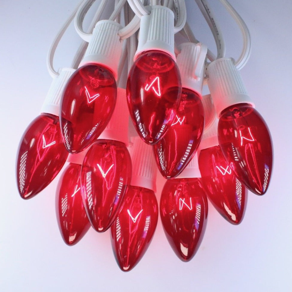 C9 Red Glass Bulbs E17 Bases