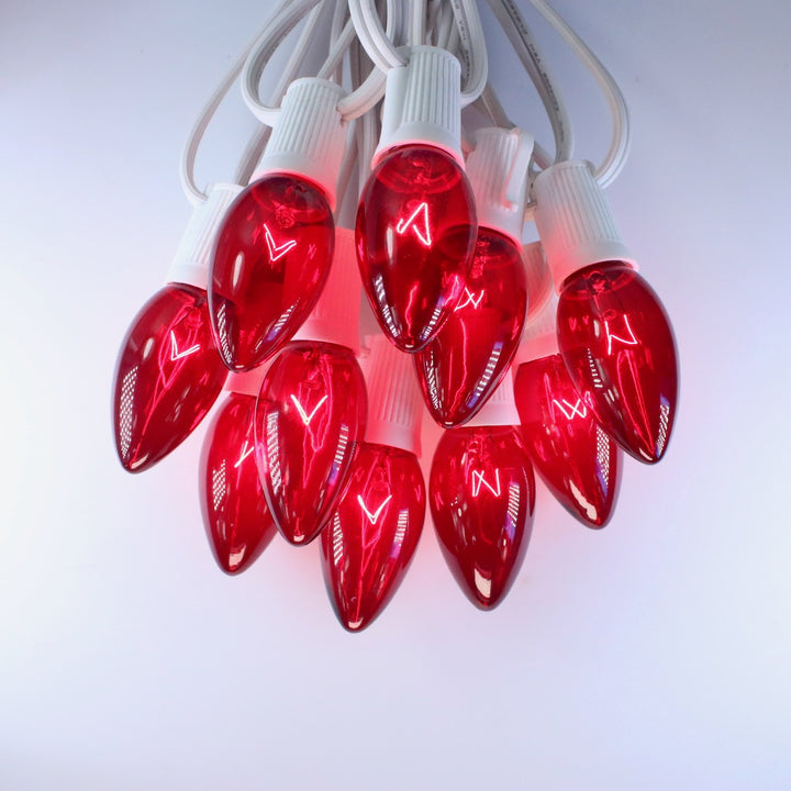 C7 Red Twinkle Glass Bulbs E12 Bases