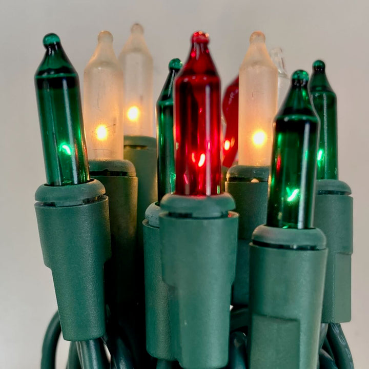 100-bulb Red Green Clear Frost Mini Lights, 6 100-bulb-red-green-clear-frost-mini-lights-6-spacing-green-wire-christmas-light-source
