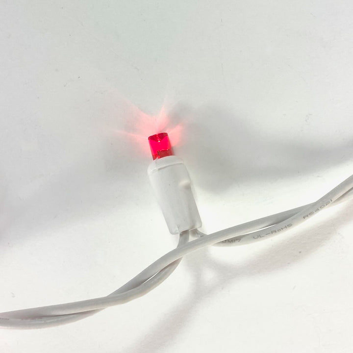 100-light Red 5mm LED Icicle Lights, White Wire