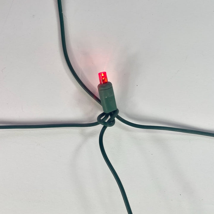 100-light Red 5mm LED Net Lights, Green Wire