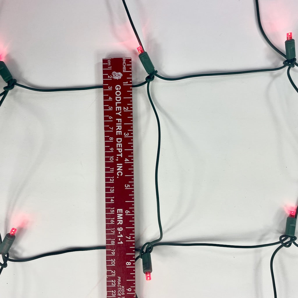 100-light Red 5mm LED Net Lights, Green Wire