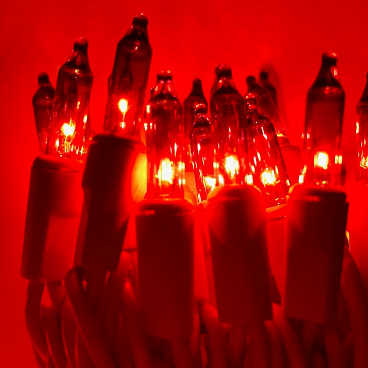50-bulb Red Mini Lights, 2.5" Spacing Red Wire