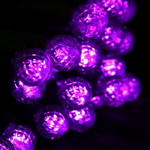 50-light G12 Purple LED Christmas Lights, 4" Spacing Green Wire