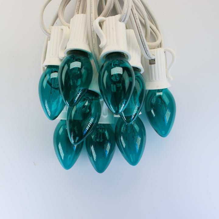 C7 Teal Twinkle Glass Bulbs E12 Bases