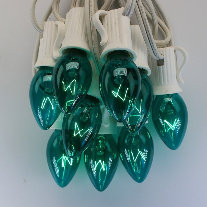 C7 Teal Glass Bulbs E12 Bases