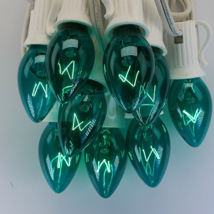 C7 Teal Twinkle Glass Bulbs E12 Bases