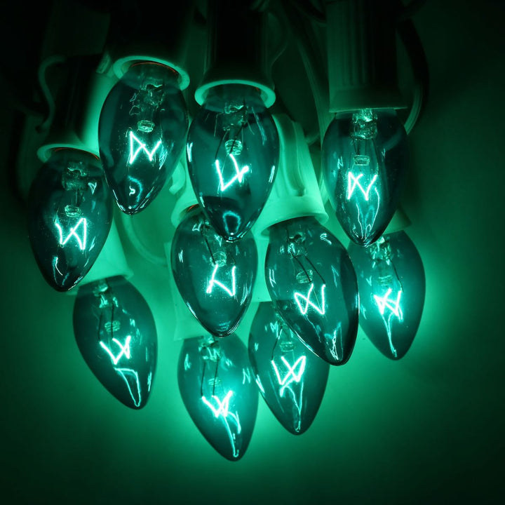 C7 Teal Extra Bright Glass Bulbs E12 Bases