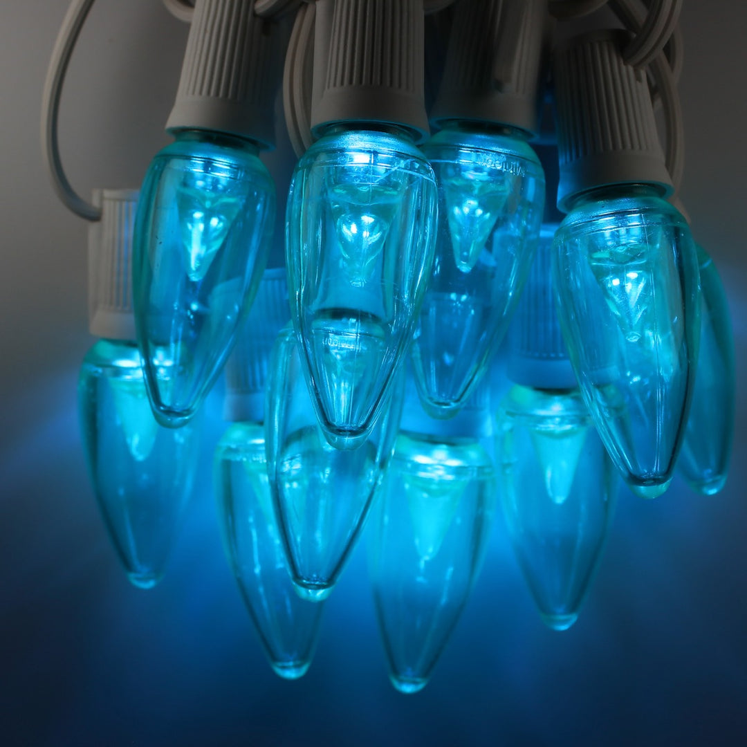 C9 Teal Smooth LED Bulbs E17 Bases