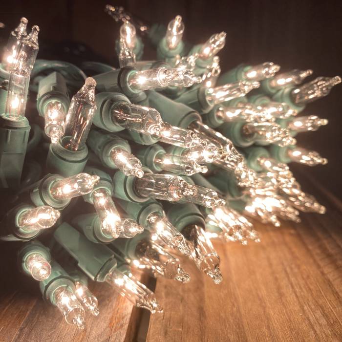 Chasing white mini lights with green wiring