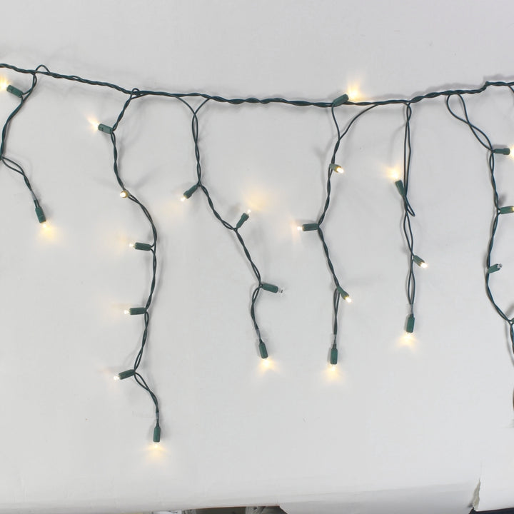 100-light Warm White 5mm LED Icicle Lights, Green Wire