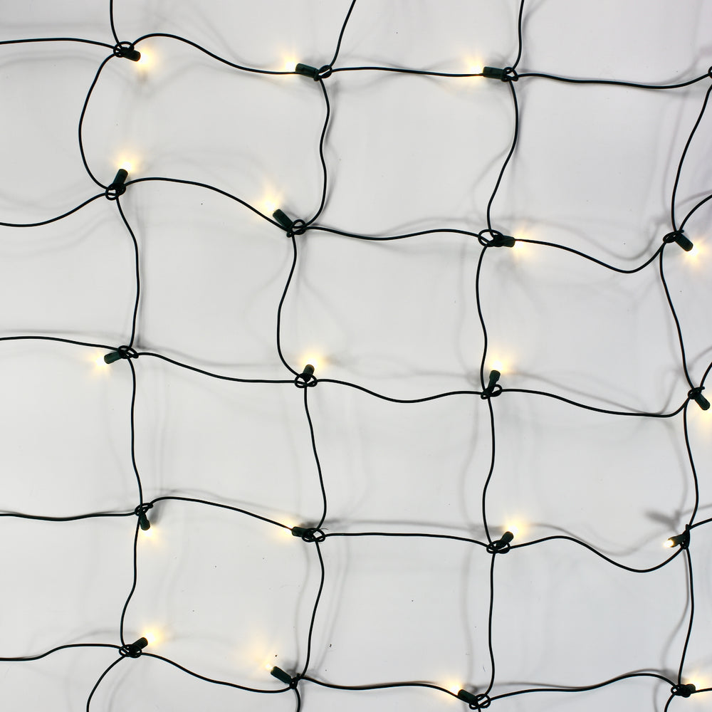 100-light Warm White 5mm LED Net Lights, White Wire