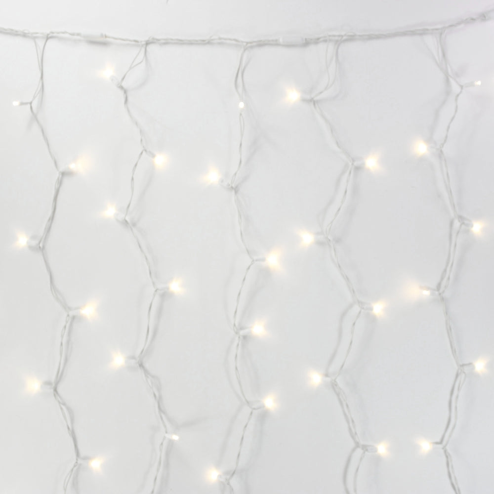 8-foot LED Curtain Lights Warm White on White Wire