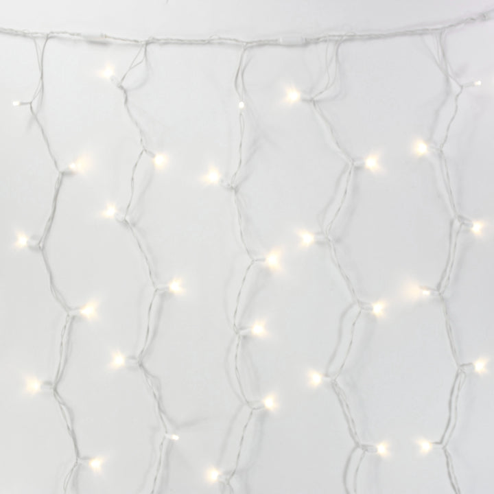 8-foot LED Curtain Lights Warm White on White Wire