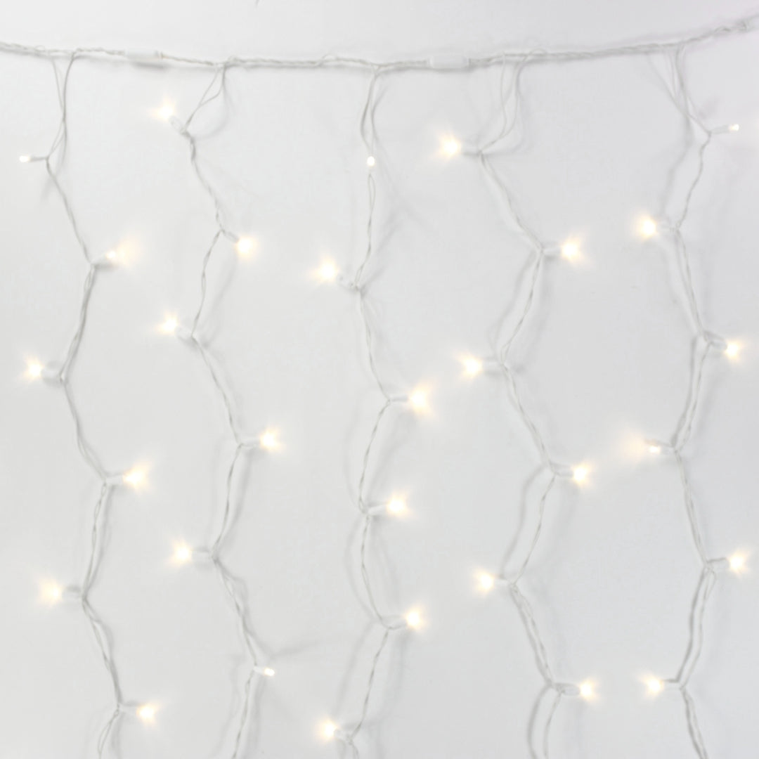 8-Foot LED Twinkle Curtain Light Warm White Bulbs White Wire