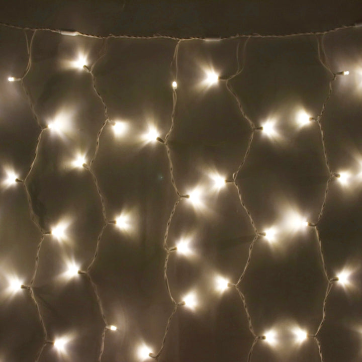 8-foot LED Curtain Lights Warm White on White Wire