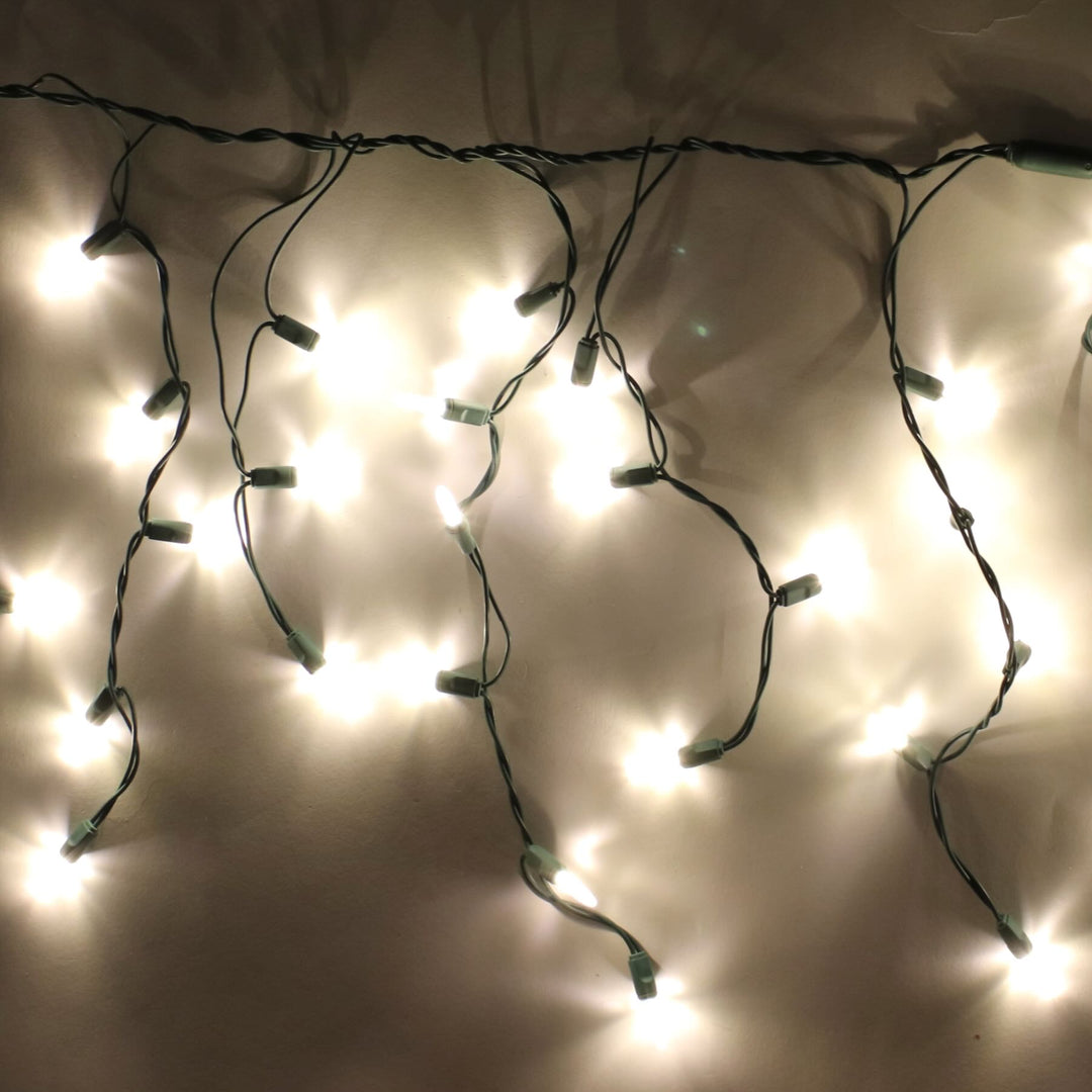 150-bulb Clear Glass Icicle Lights, White Wire – Christmas Light