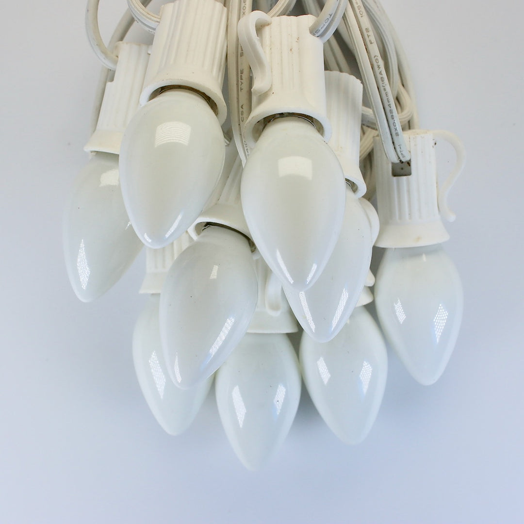 C7 White Opaque Glass Bulbs E12 Bases